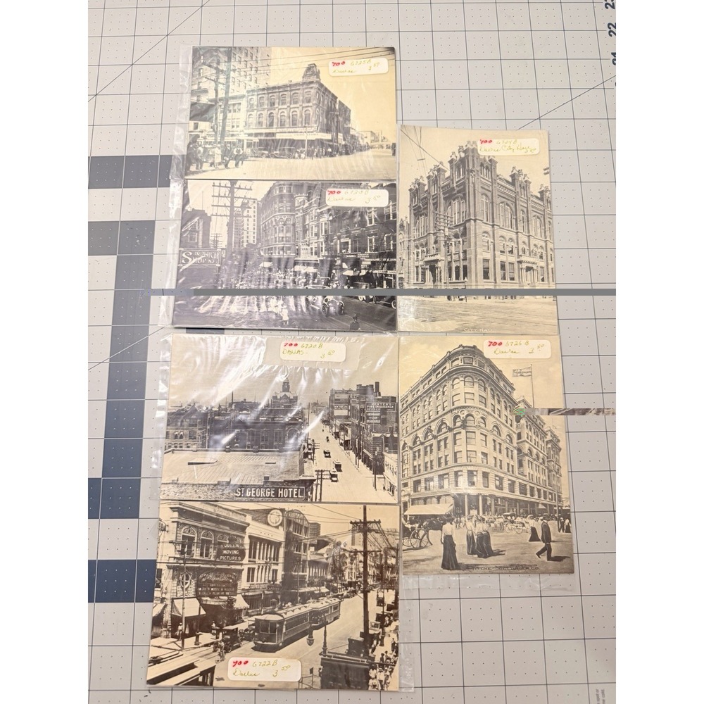Vintage Postcards Lot of 6 Dallas Texas Old Downtown Street Scenes 1900s-1920s